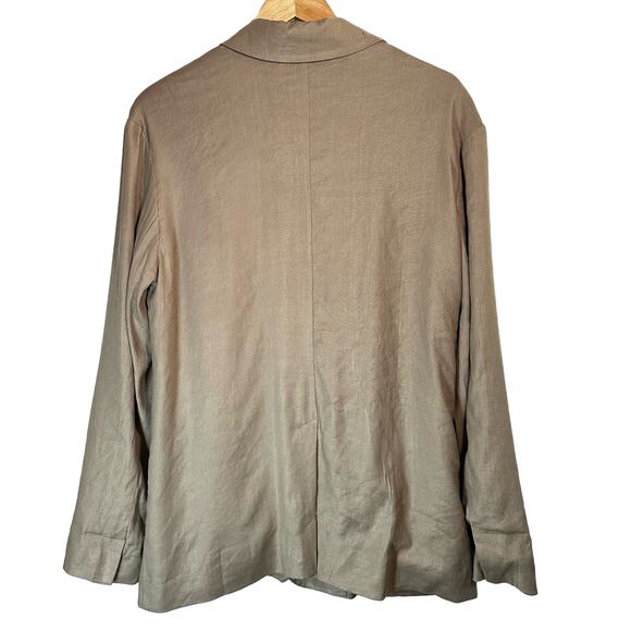 Monrow Beige Linen Blend Blazer Relaxed Fit Lined Casual Chic Jacket Size XL - Picture 3 of 15